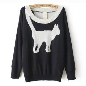 * Ship* Cat Print Sweater