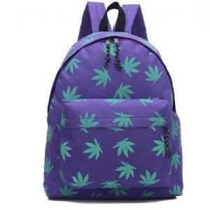 * Ship* Leaf Weed Schoolbag Backbag