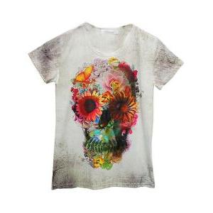 *free ship* Floral and Skull Print ..