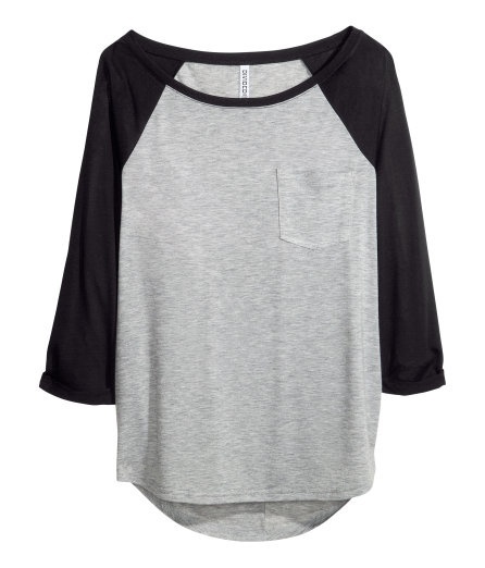* Ship* Loose Grey Contrast Color T-shirt With Pocket