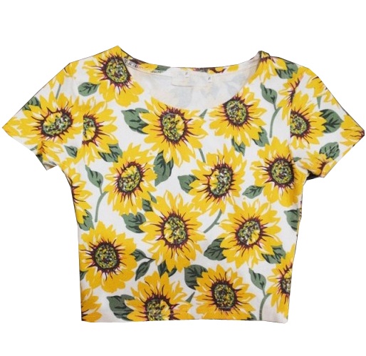 Sunflower Print Crop Top